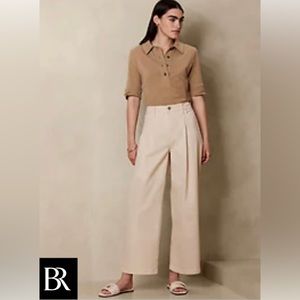 Banana Republic High-Rise Wide-Leg Cropped Jean Size 10 Color Ecru